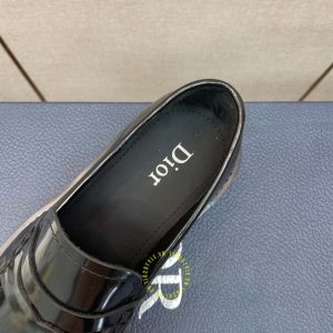 Giày Loafer Dior da xịn màu đen bóng super fake loại 1 - Hình ảnh 8
