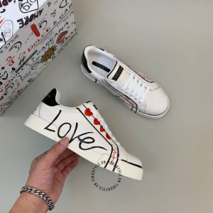 Giày unisex D&G màu trắng phối hoạ tiết nhiều màu fake loại 1 - Ảnh 3