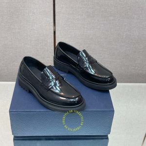 Giày Loafer Dior da xịn màu đen bóng super fake loại 1 - Hình ảnh 3