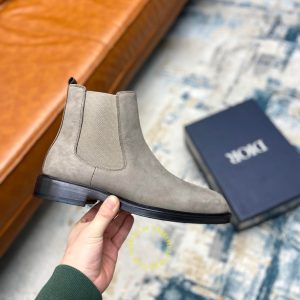 Giày super fake giá tốt Dior Chelsea Boot da lộn màu ghi - Ảnh 7