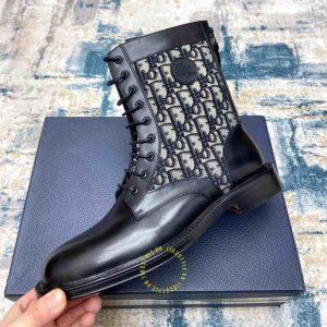 Giày super fake giá tốt Dior Boot màu đen họa tiết Monogram - Ảnh 5