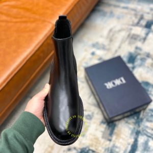 Giày super fake giá tốt Dior Chelsea Boot da xịn màu đen trơn - Ảnh 6
