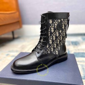 Giày super fake giá tốt Dior Boot màu đen họa tiết Monogram - Ảnh 4