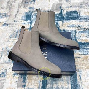 Giày super fake giá tốt Dior Chelsea Boot da lộn màu ghi - Ảnh 3