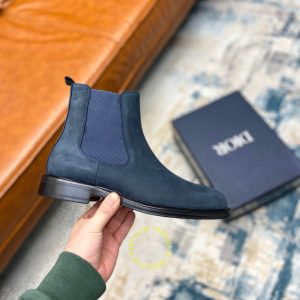 Giày super fake giá tốt Dior Chelsea Boot da lộn màu xanh than - Ảnh 7