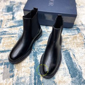 Giày super fake giá tốt Dior Chelsea Boot da xịn màu đen trơn - Ảnh 3