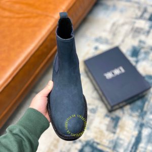 Giày super fake giá tốt Dior Chelsea Boot da lộn màu xanh than - Ảnh 6
