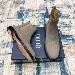 Giày super fake giá tốt Dior Chelsea Boot da lộn màu ghi - Ảnh 2