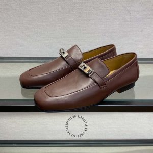 Giày Loafer Hermes nam màu nâu phiên bản Like Auth - Hình ảnh 2
