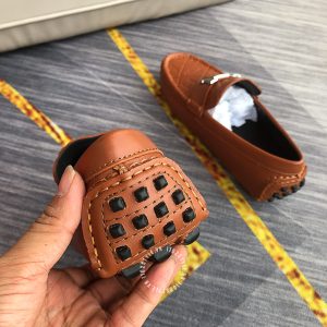 Giày lười Hermes nam màu cam cháy họa tiết Super Fake - Hình ảnh 9