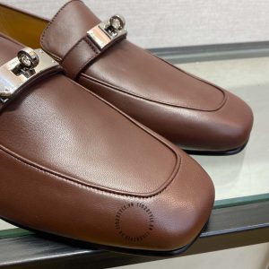 Giày Loafer Hermes nam màu nâu phiên bản Like Auth - Hình ảnh 6