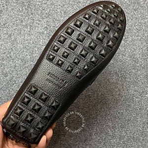 Giày lười Hermes like auth nam da xịn màu đen phối xanh - Ảnh 8