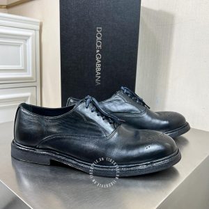 Giày tây Dolce & Gabbana nam màu đen dây buộc xanh fake loại 1 - Ảnh 2