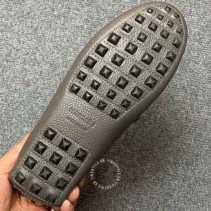 Giày lười nam Hermes like auth da sần màu ghi logo chữ H - Ảnh 7