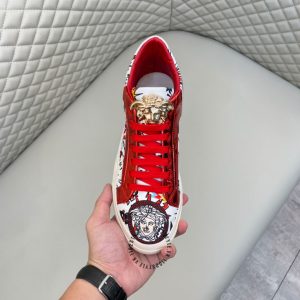 Sneaker Boot Versace nam màu đỏ logo kim loại fake loại 1 - Ảnh 4