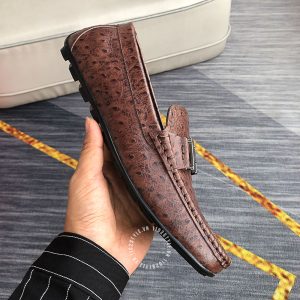 Giày lười Hermes nam màu nâu logo chữ H Super Fake - Hình ảnh 7