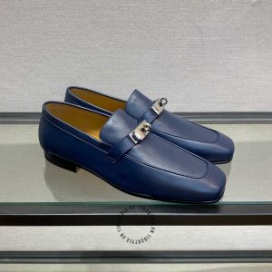 Giày Loafer Hermes nam màu xanh phiên bản fake loại chuẩn 1:1 - Hình ảnh 2