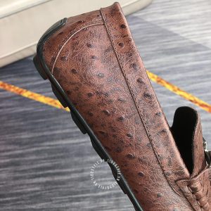 Giày lười Hermes nam màu nâu logo chữ H Super Fake - Hình ảnh 8