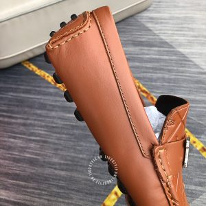 Giày lười Hermes nam màu cam cháy họa tiết Super Fake - Hình ảnh 7