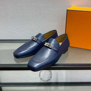 Giày Loafer Hermes nam màu xanh phiên bản fake loại chuẩn 1:1 - Hình ảnh 3