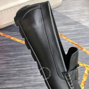 Giày lười Hermes nam màu đen logo bạc Super Fake - Hình ảnh 7