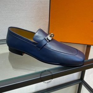 Giày Loafer Hermes nam màu xanh phiên bản fake loại chuẩn 1:1 - Hình ảnh 5