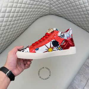 Sneaker Boot Versace nam màu đỏ logo kim loại fake loại 1 - Ảnh 6