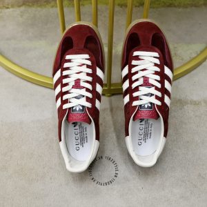 Giày Sneaker Gucci nam super fake da lộn màu đỏ đô cao cấp - Ảnh 3