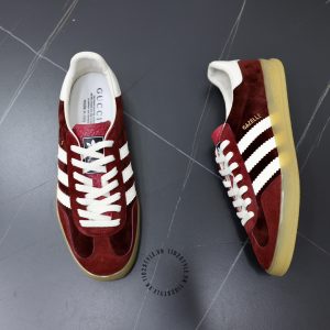 Giày Sneaker Gucci nam super fake da lộn màu đỏ đô cao cấp - Ảnh 2