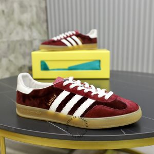 Giày Sneaker Gucci nam super fake da lộn màu đỏ đô cao cấp - Ảnh 7