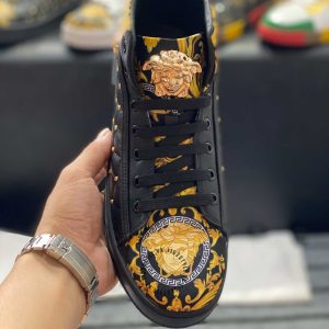 Sneaker Boot Versace nam màu đen phối họa tiết vàng hàng hiệu - Ảnh 5