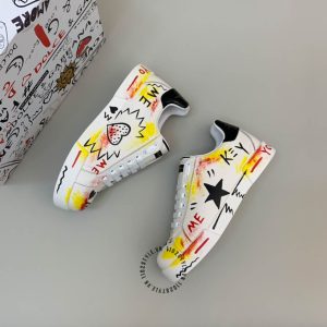Giày Dolce & Gabbana trắng phối hoạ tiết màu vàng hàng hiệu - Ảnh 2