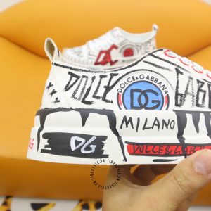 Sneaker D&G unisex trắng phối hoạ tiết da xịn hàng hiệu - Ảnh 6