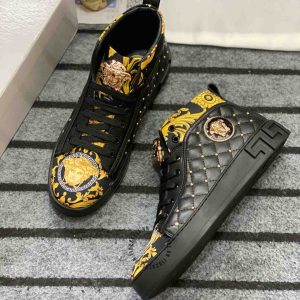 Sneaker Boot Versace nam màu đen phối họa tiết vàng hàng hiệu - Ảnh 2