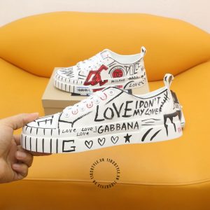 Sneaker D&G unisex trắng phối hoạ tiết da xịn hàng hiệu - Ảnh 7
