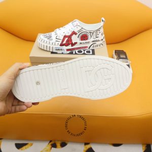 Sneaker D&G unisex trắng phối hoạ tiết da xịn hàng hiệu - Ảnh 8