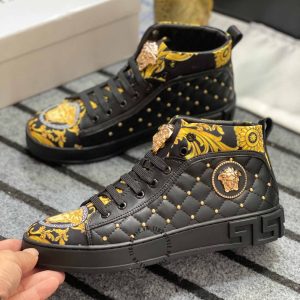 Sneaker Boot Versace nam màu đen phối họa tiết vàng hàng hiệu - Ảnh 4