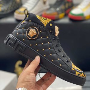 Sneaker Boot Versace nam màu đen phối họa tiết vàng hàng hiệu - Ảnh 7