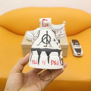 Sneaker D&G unisex trắng phối hoạ tiết da xịn hàng hiệu - Ảnh 3