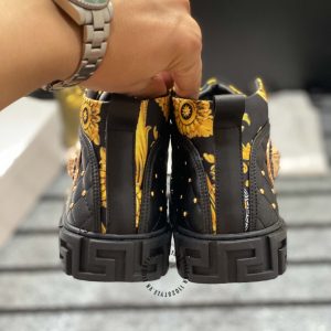 Sneaker Boot Versace nam màu đen phối họa tiết vàng hàng hiệu - Ảnh 8