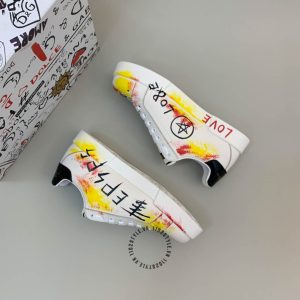 Giày Dolce & Gabbana trắng phối hoạ tiết màu vàng hàng hiệu - Ảnh 3