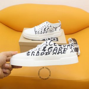 Giày thể thao D&G màu trắng hoạ tiết chữ đen hàng hiệu giá tốt - Ảnh 2