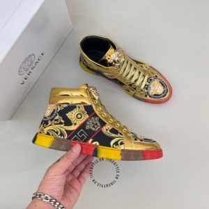 Sneaker Boot Versace phối màu logo kim loại hàng hiệu giá tốt - Ảnh 3