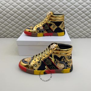 Sneaker Boot Versace phối màu logo kim loại hàng hiệu giá tốt - Ảnh 4