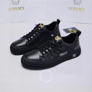 Giày hàng hiệu nam Versace sneaker màu đen họa tiết caro - Ảnh 3