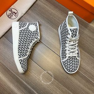 Giày hàng hiệu nam Hermes sneaker boot màu trắng logo cao cấp - Hình ảnh 3