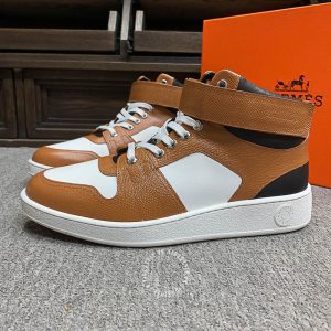 Giày thể thao Hermes nam cổ cao màu nâu hàng hiệu - Hình ảnh 5
