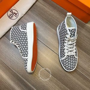 Giày hàng hiệu nam Hermes sneaker boot màu trắng logo cao cấp - Hình ảnh 6