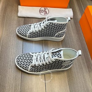 Giày hàng hiệu nam Hermes sneaker boot màu trắng logo cao cấp - Hình ảnh 2