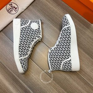 Giày hàng hiệu nam Hermes sneaker boot màu trắng logo cao cấp - Hình ảnh 5